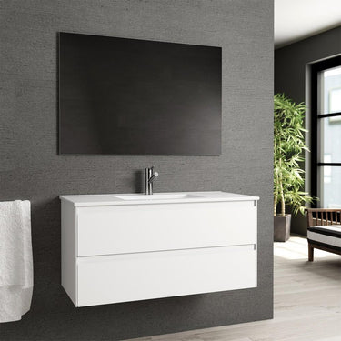 Eviva Bloom 39″ Matt White Bathroom Vanity with White Integrated Porcelain Sink Vanity Eviva
